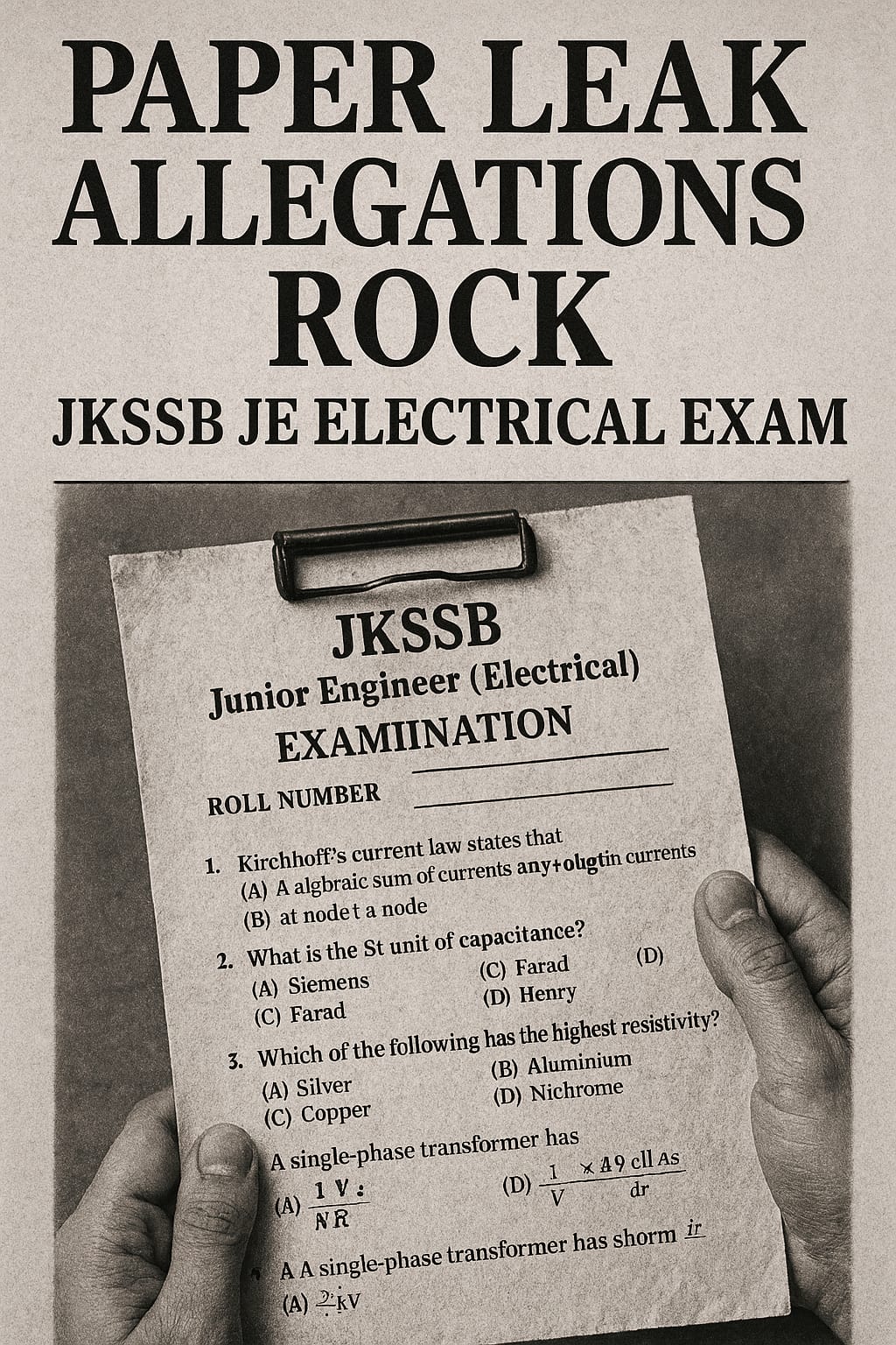 Paper Leak Allegations Rock JKSSB JE Electrical Exam
